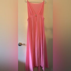 Long Pink Halter Top Dress